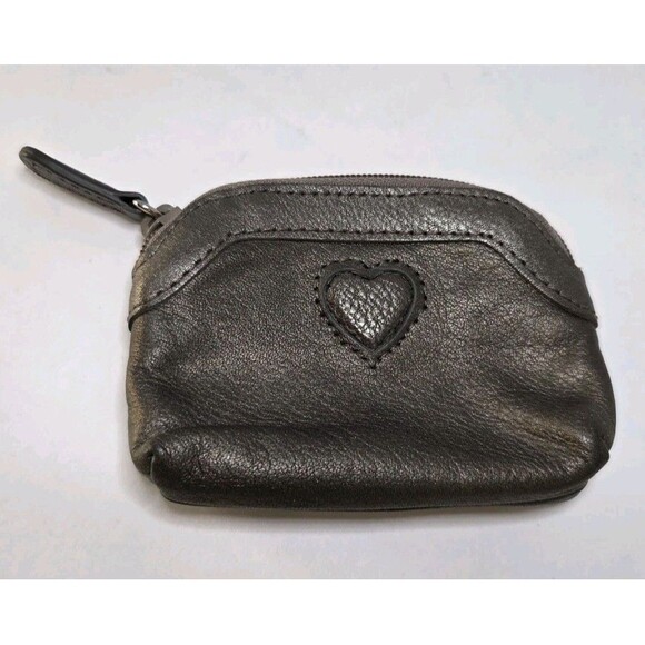 Cute Brighton Heart Bronze Pewter Leather Mini Coin Purse NWOT Sz 3" X 4" - Picture 1 of 3